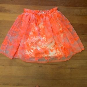 Maje neon floral lined skirt